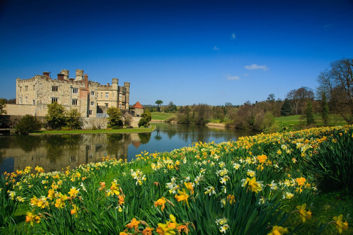 Leeds Castle with moat and land