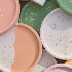 colourful jesmonite trays