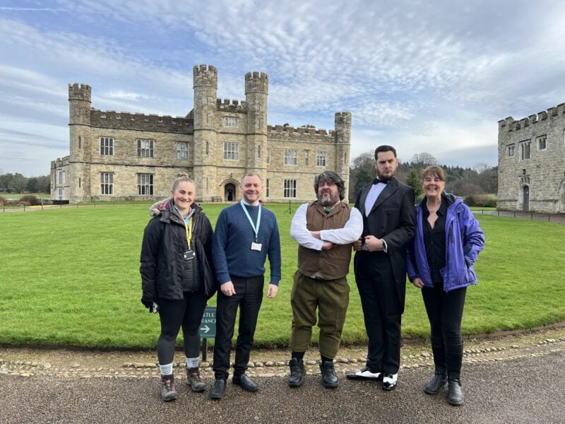 Leeds Castle Staff accompanied by Gillian Scotford on the Castle Island.