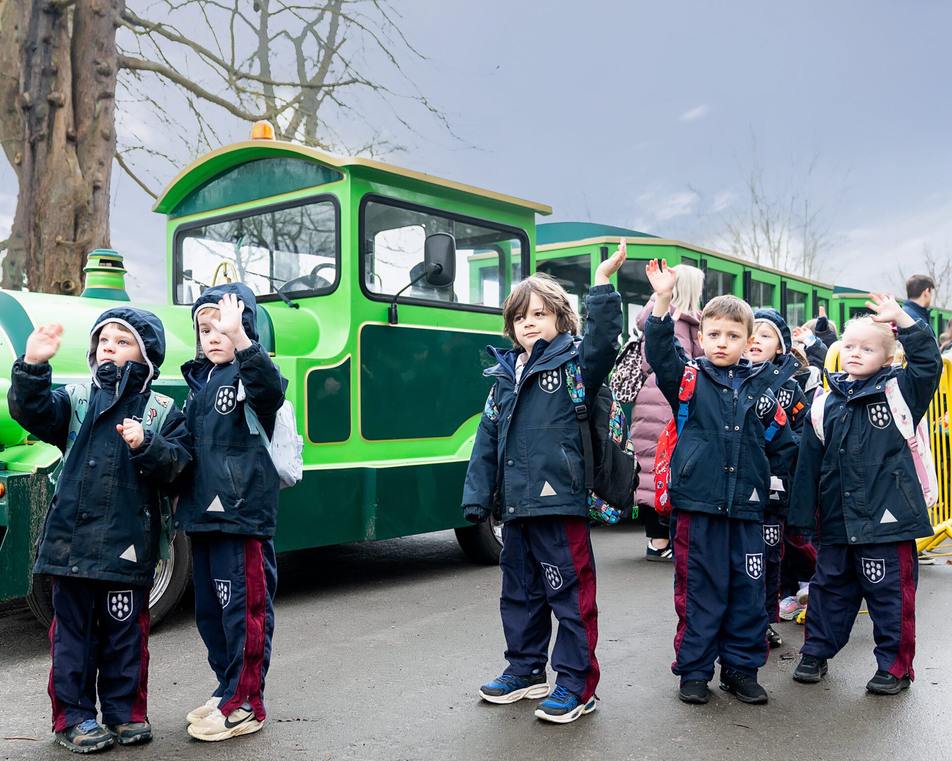 School Group with Land Train at Leeds Castle