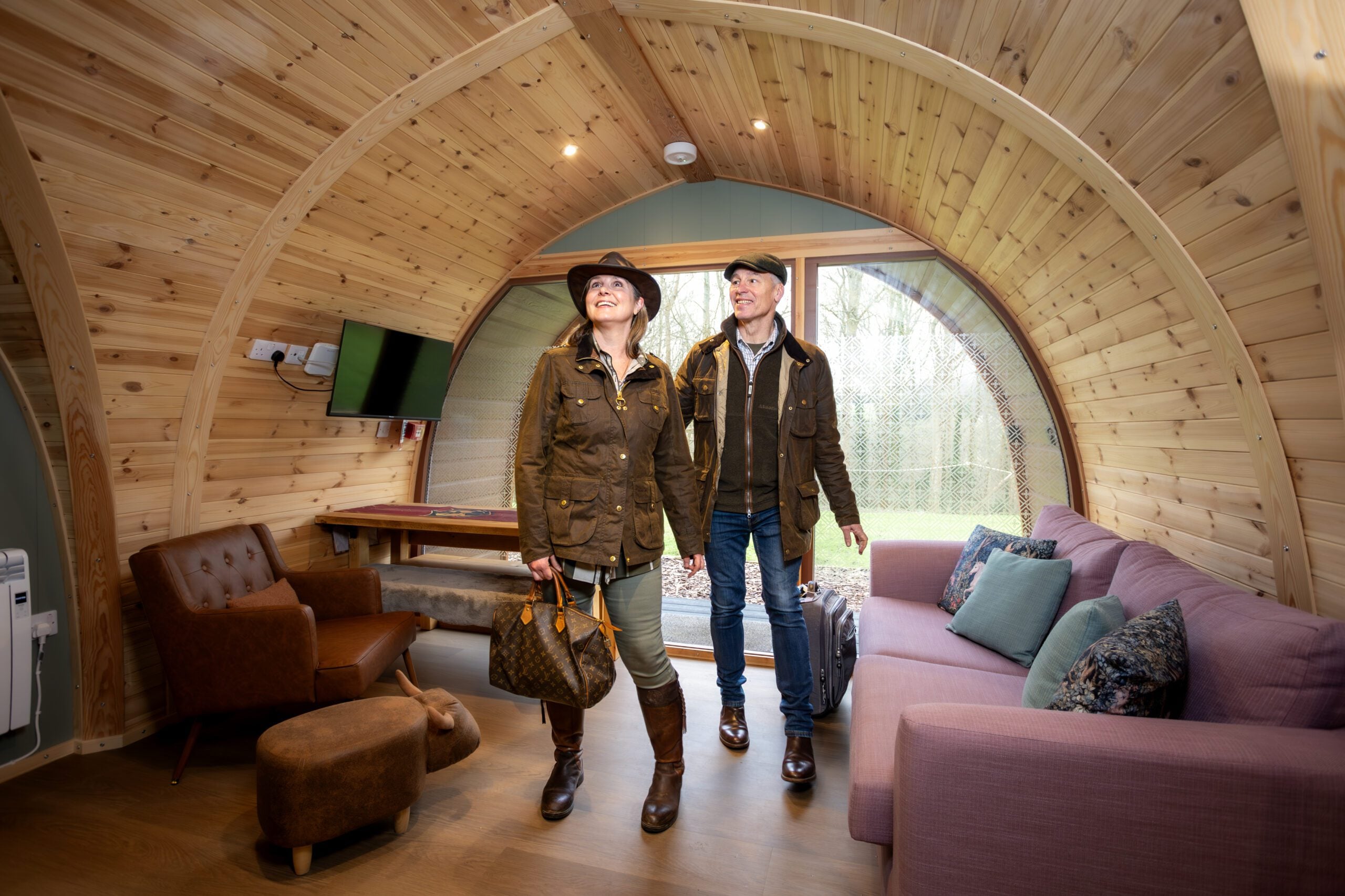 Couple arriving for a workcation at Leeds Castle in Kent